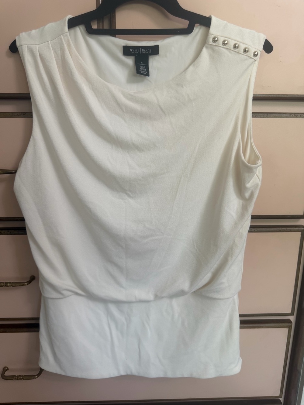 White House Black Market White Sleeveless Drape Neck Dress